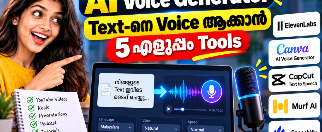 AI Voice Generator: Text-നെ Voice ആക്കാൻ 5 Easy Tools